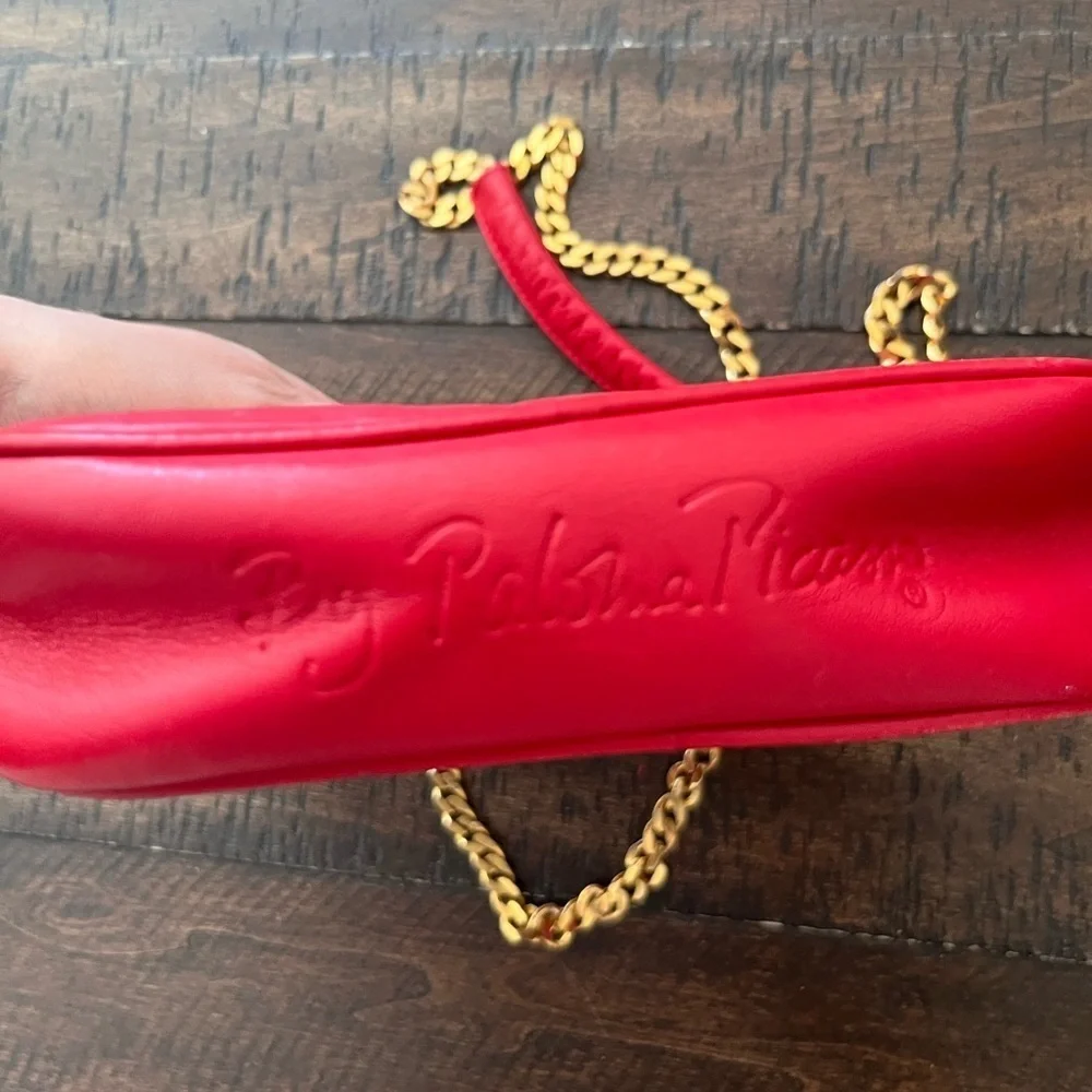 Paloma Picasso Vintage Red Leather Gold Chain Crossbody